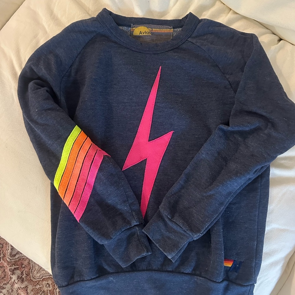 Aviator Nation Blue Sweatsetset with Pink Bolt - Matching Set
